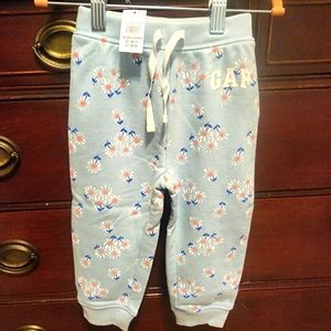NWT BabyGap blue daisy joggers